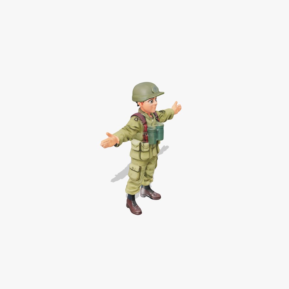 Cartoon Soldier Character Rigged and Animated
